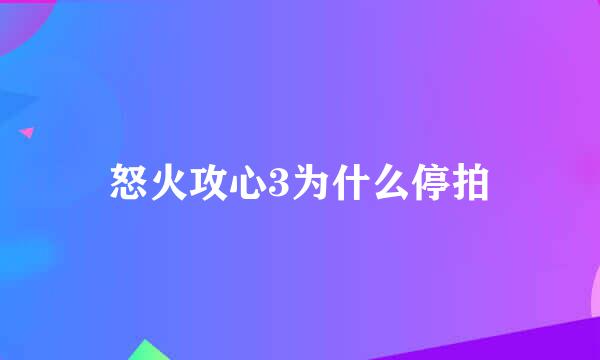 怒火攻心3为什么停拍