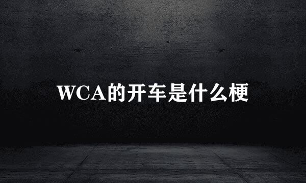 WCA的开车是什么梗