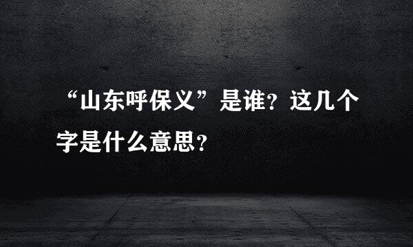 “山东呼保义”是谁？这几个字是什么意思？