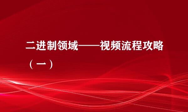 二进制领域——视频流程攻略（一）