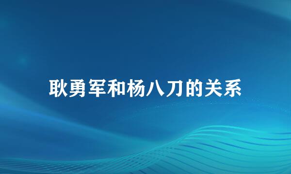 耿勇军和杨八刀的关系