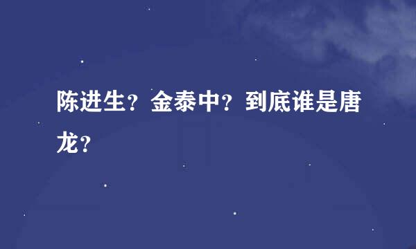 陈进生？金泰中？到底谁是唐龙？