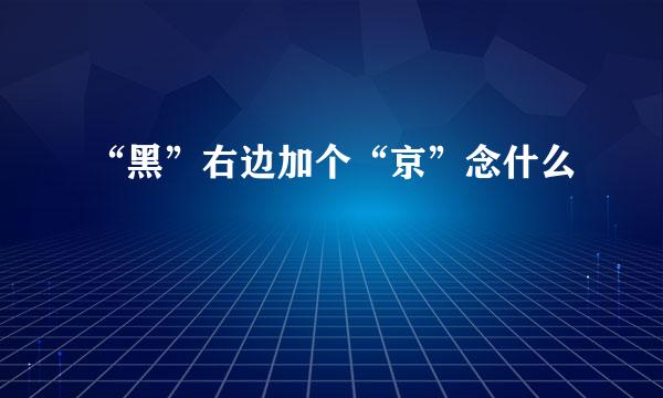 “黑”右边加个“京”念什么