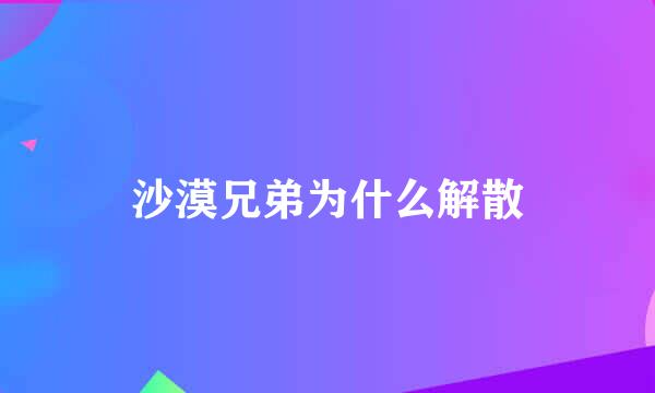 沙漠兄弟为什么解散