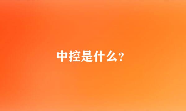 中控是什么？