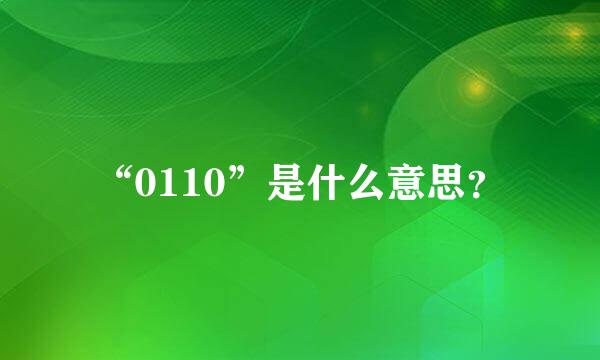 “0110”是什么意思？