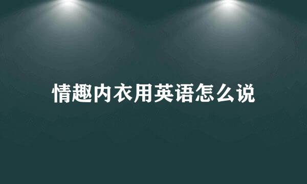 情趣内衣用英语怎么说