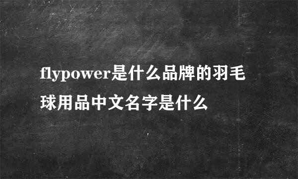 flypower是什么品牌的羽毛球用品中文名字是什么