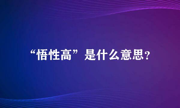 “悟性高”是什么意思？