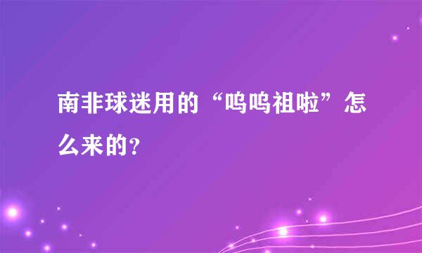 南非球迷用的“呜呜祖啦”怎么来的？