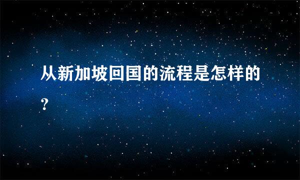 从新加坡回国的流程是怎样的？