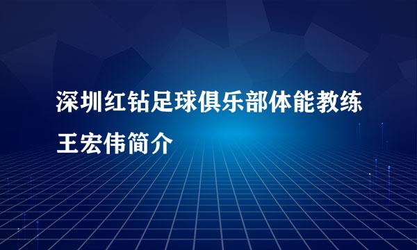 深圳红钻足球俱乐部体能教练王宏伟简介