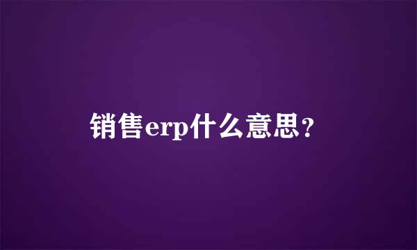 销售erp什么意思？