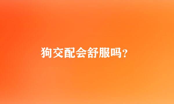 狗交配会舒服吗？