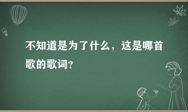 不知道是为了什么，这是哪首歌的歌词？