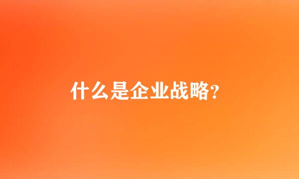 什么是企业战略？