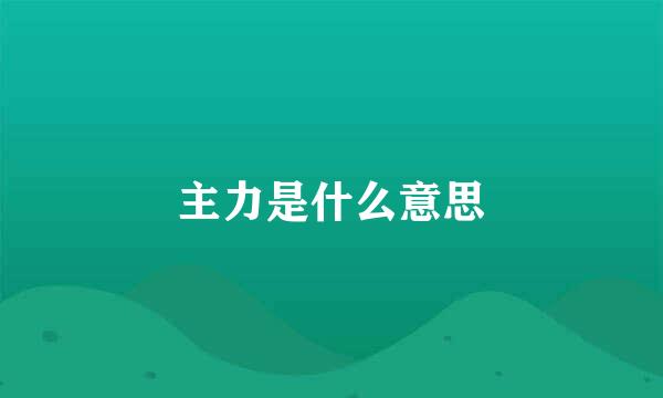 主力是什么意思