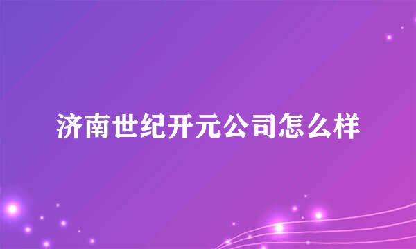 济南世纪开元公司怎么样