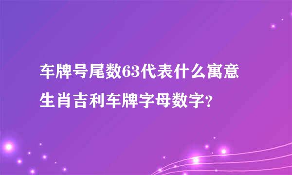 车牌号尾数63代表什么寓意 生肖吉利车牌字母数字？