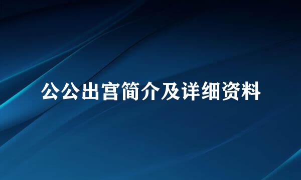 公公出宫简介及详细资料