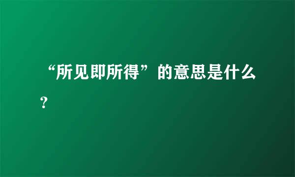 “所见即所得”的意思是什么？