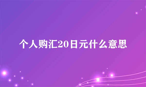 个人购汇20日元什么意思