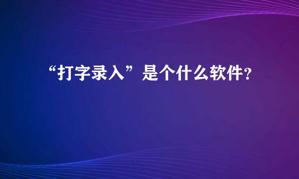 “打字录入”是个什么软件？