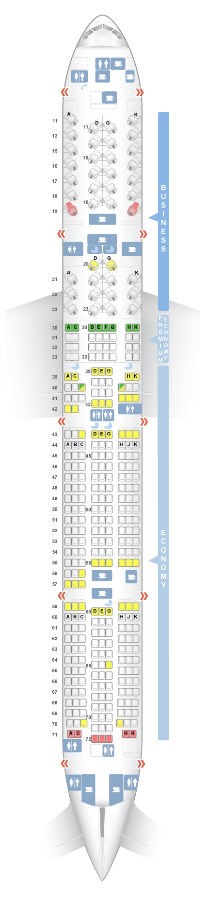 急求国航CA983，机型波音777-300（773）的座位图。