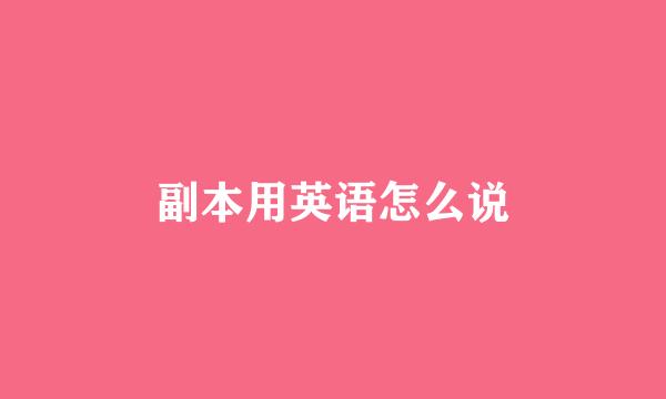 副本用英语怎么说