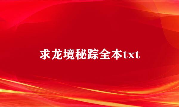 求龙境秘踪全本txt