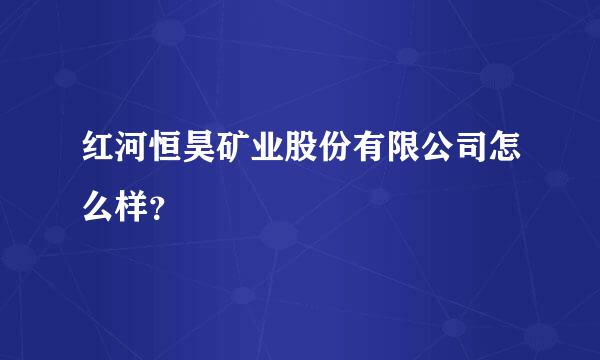 红河恒昊矿业股份有限公司怎么样？