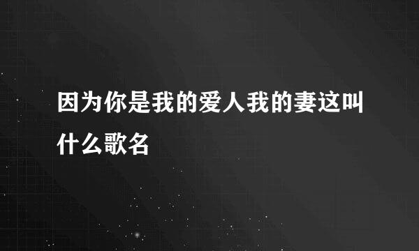 因为你是我的爱人我的妻这叫什么歌名