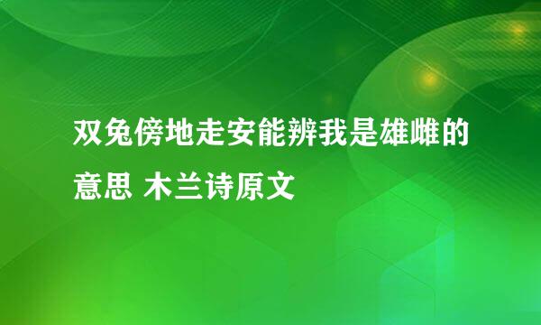 双兔傍地走安能辨我是雄雌的意思 木兰诗原文