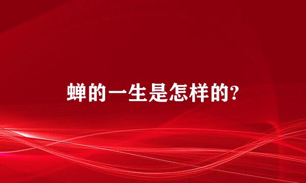 蝉的一生是怎样的?