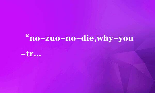 “no-zuo-no-die,why-you-try!”是什么意思？