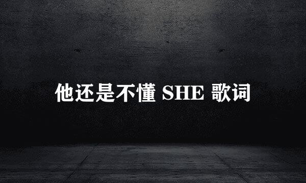 他还是不懂 SHE 歌词