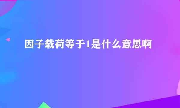 因子载荷等于1是什么意思啊