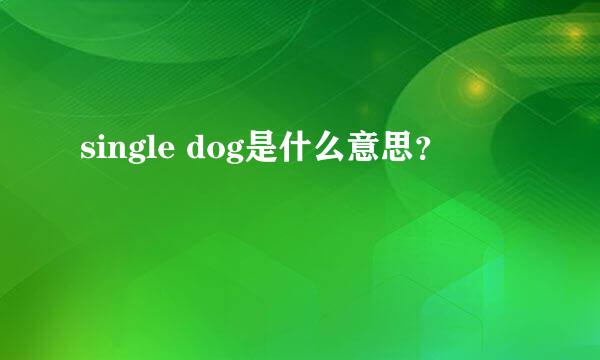 single dog是什么意思？