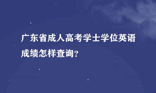 广东省成人高考学士学位英语成绩怎样查询？