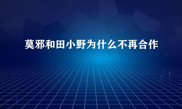 莫邪和田小野为什么不再合作