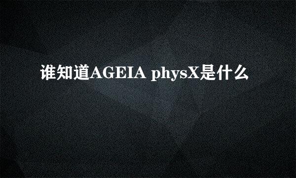 谁知道AGEIA physX是什么