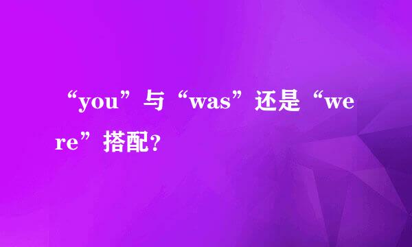 “you”与“was”还是“were”搭配？