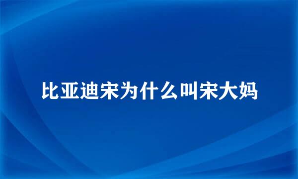 比亚迪宋为什么叫宋大妈