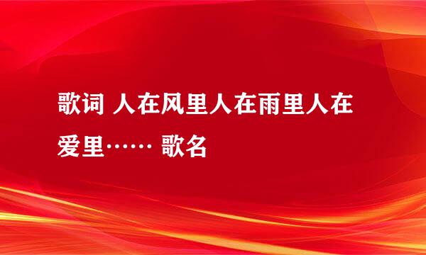 歌词 人在风里人在雨里人在爱里…… 歌名