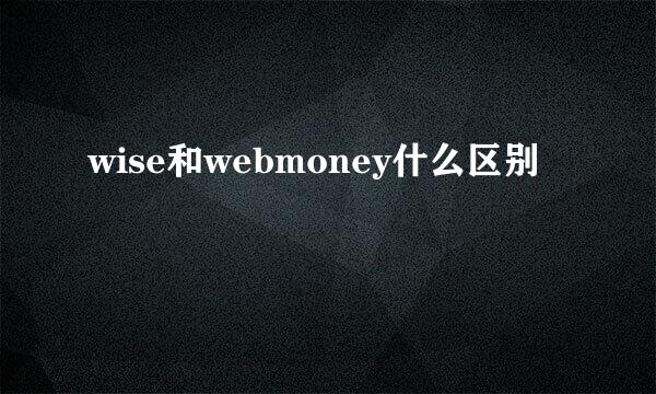 wise和webmoney什么区别