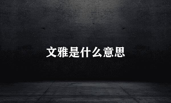 文雅是什么意思