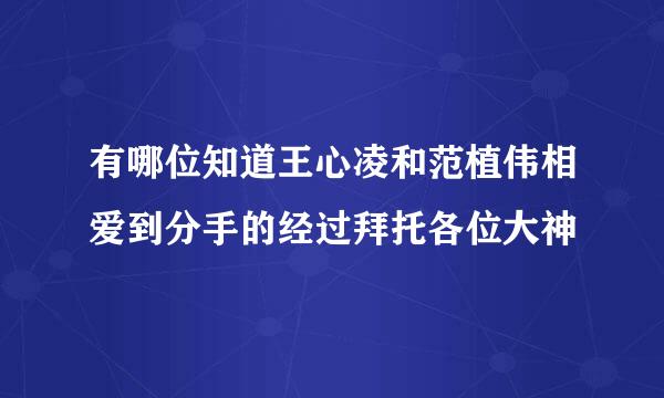 有哪位知道王心凌和范植伟相爱到分手的经过拜托各位大神