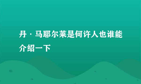 丹·马耶尔莱是何许人也谁能介绍一下