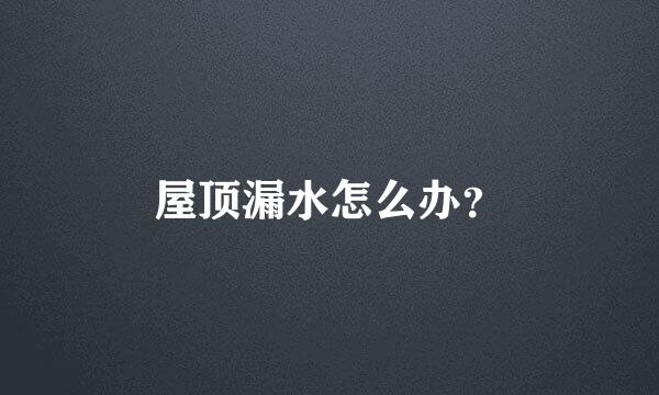 屋顶漏水怎么办？