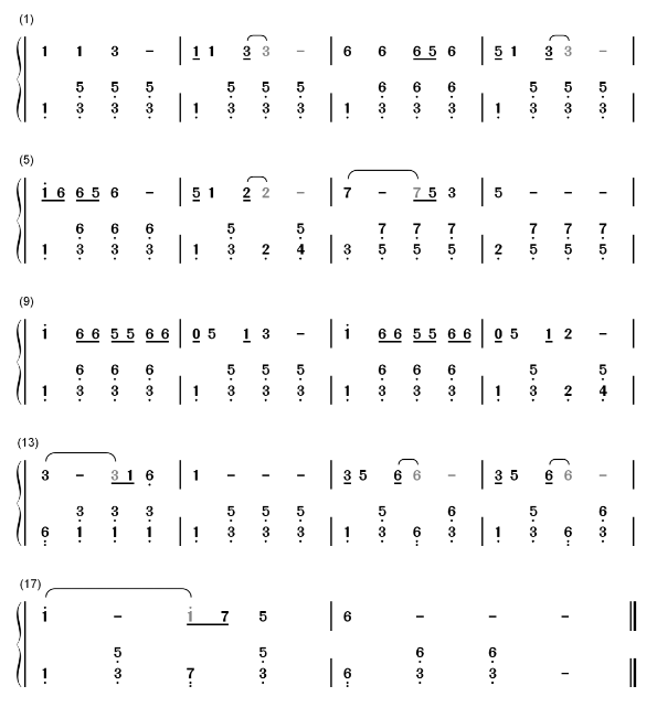 葫芦娃钢琴数字简谱